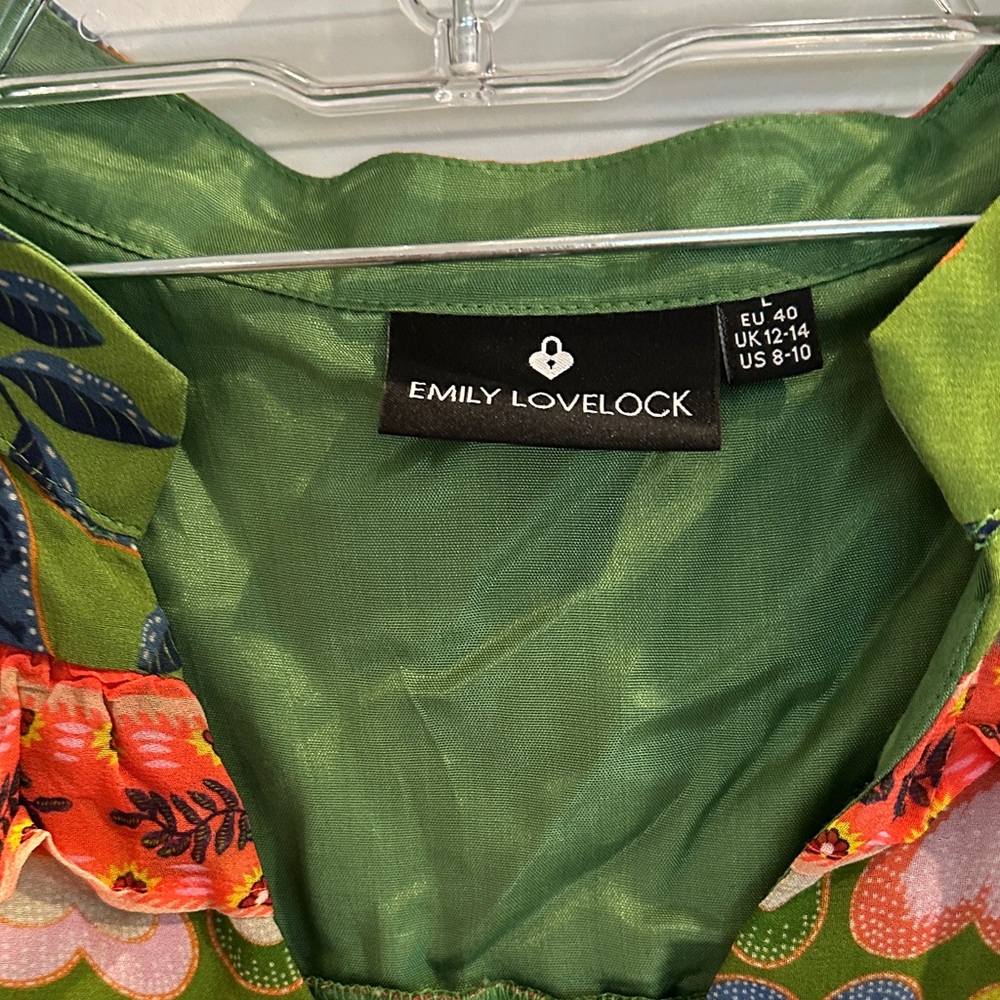 NWOT Emily Lovelock Floral Green Maxi Dress - Picture 2 of 9